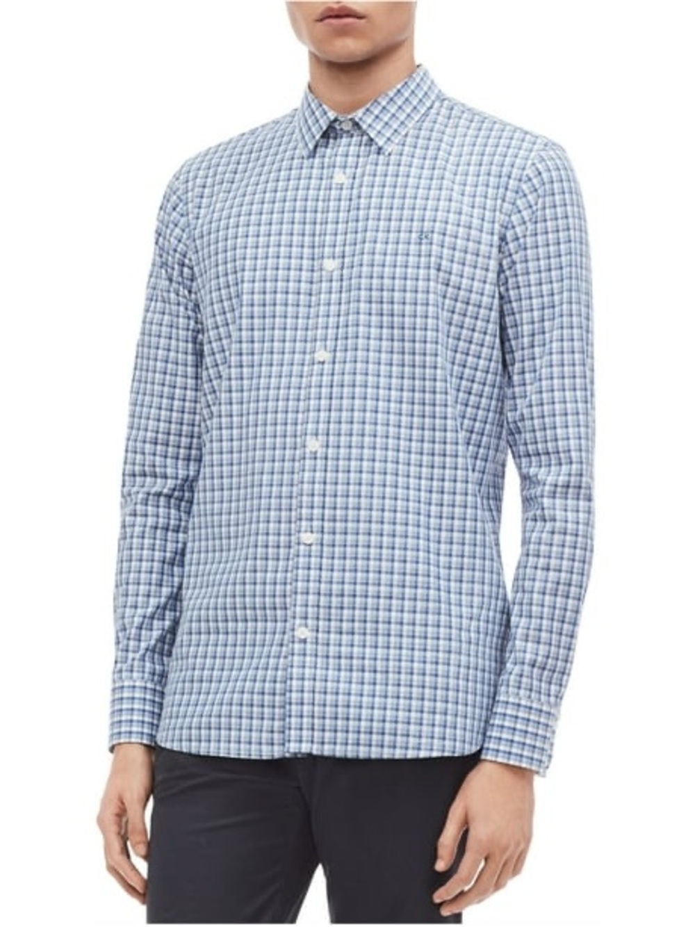 🆕 Calvin Klein Men's Light Blue Plaid Dress Shirt